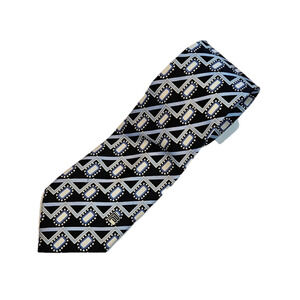 Pierre Pacha Silk Blue Geometric Print Tie